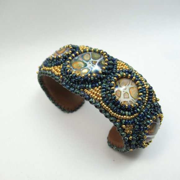 Artisan Bead embroidered cuff bracelet - Picture 14 of 16